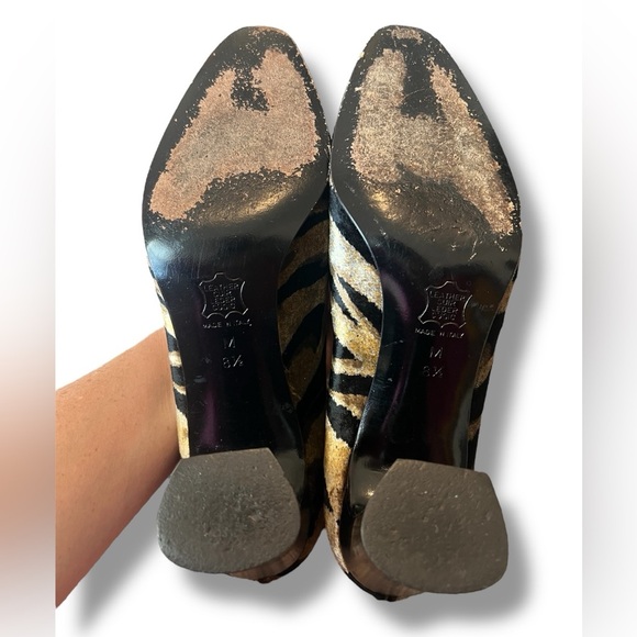 Vintage Yves Saint Laurent Tiger Print Velvet Block Heels - Picture 5 of 7